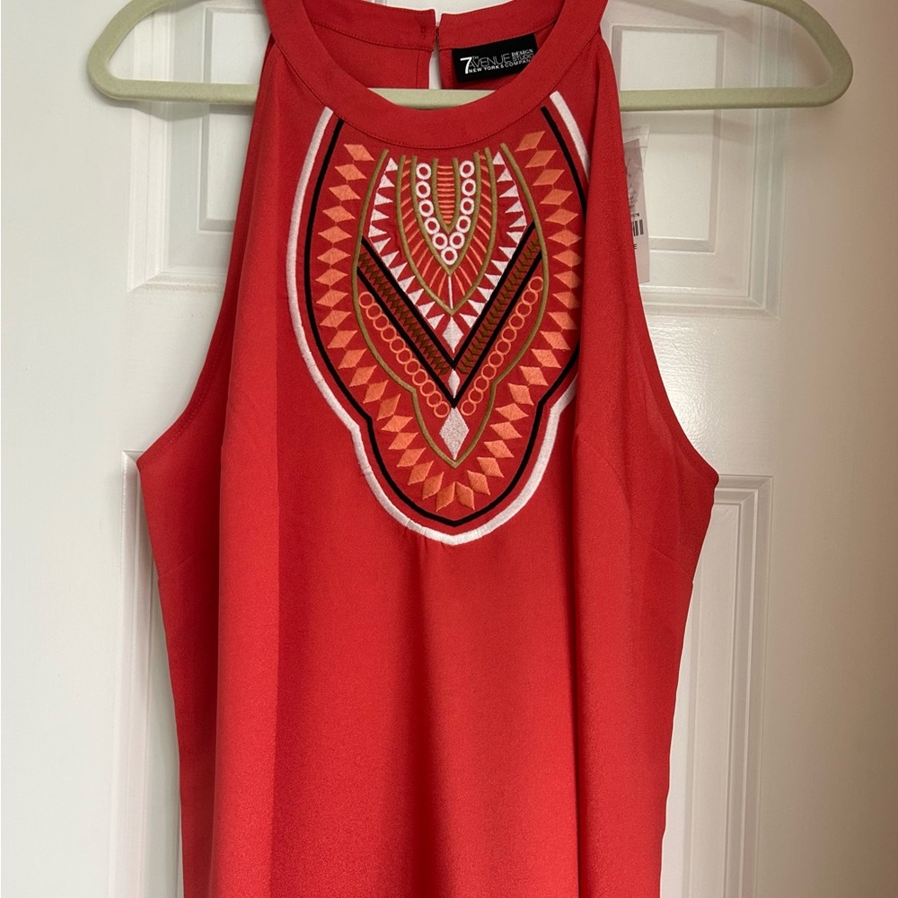 NY&Co embroidered halter top. Coral with keyhole back. X-Large. New with tags